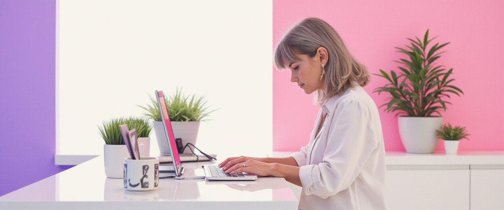 Agente inmobiliario atendiendo telefonicamente en una oficina moderna